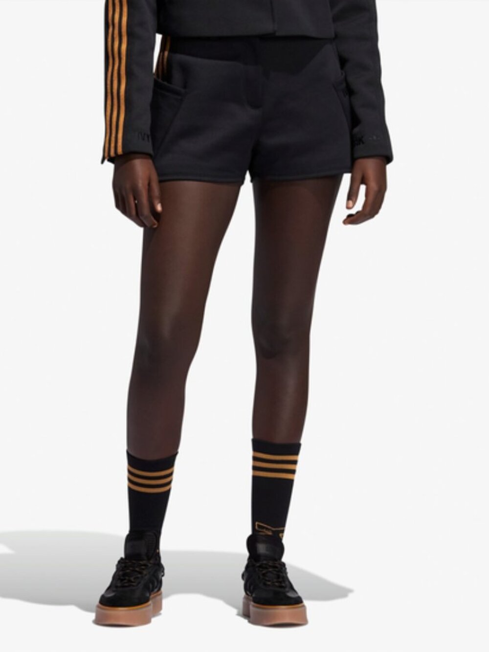 ADIDAS x Ivy Park Suit Shorts Beyonce 3 Stripes Sporty Tuxedo Pique Black Mesa S - Picture 16 of 16
